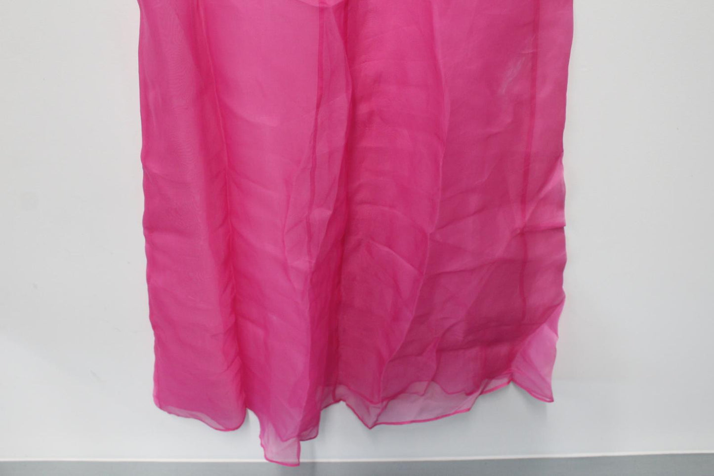 STAUD Ladies Bright Pink Sheer Silk Sleeveless V-Neck Maxi Dress Size XS NEW