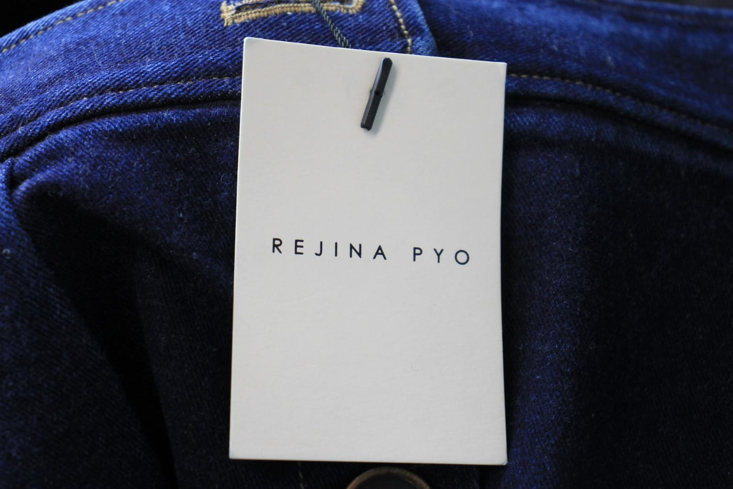 REJINA PYO Ladies Blue Cotton Denim Brodie Wide-Leg Jean Trousers EU40 UK12 NEW