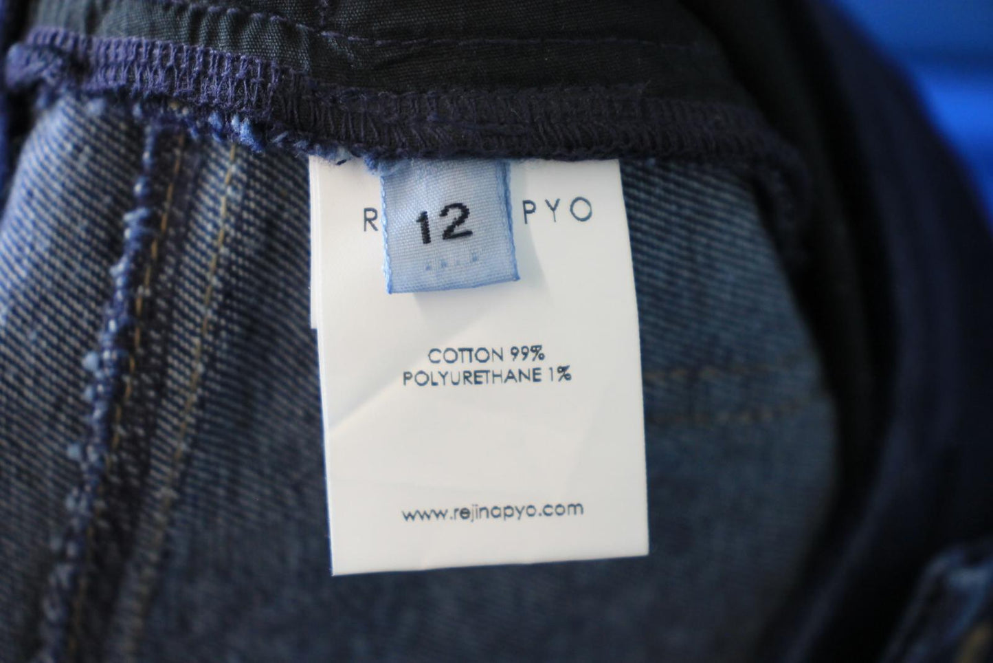 REJINA PYO Ladies Blue Cotton Denim Brodie Wide-Leg Jean Trousers EU40 UK12 NEW