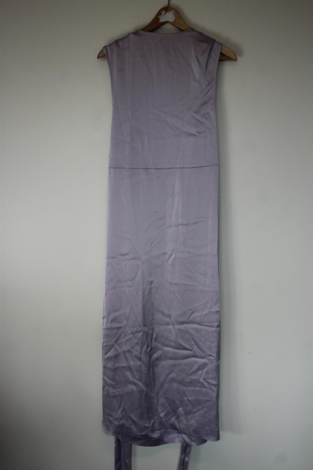 NANUSHKA Ladies Lilac Satin Knot Detail Sleeveless Midi Dress L NEW