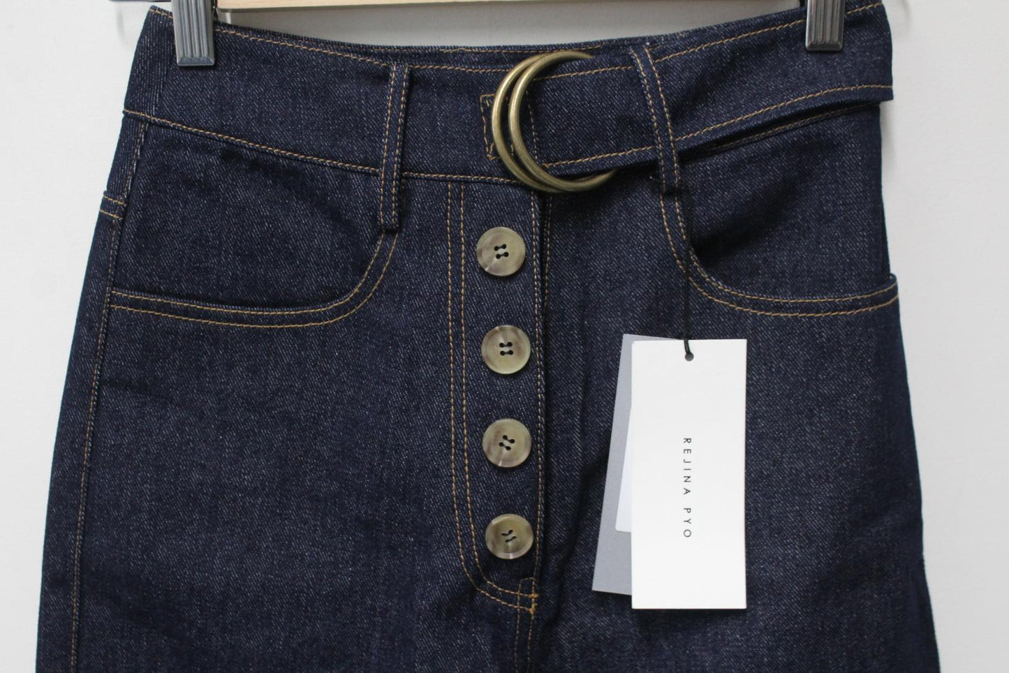 REJINA PYO Ladies Dark Blue Cotton Denim High-Rise Emily Jeans EU34 UK6 NEW