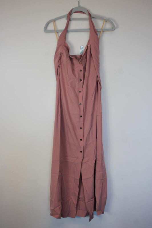 NANUSHKA Ladies Dusty Pink Liya Midi Halter Neck Dress Size M NEW