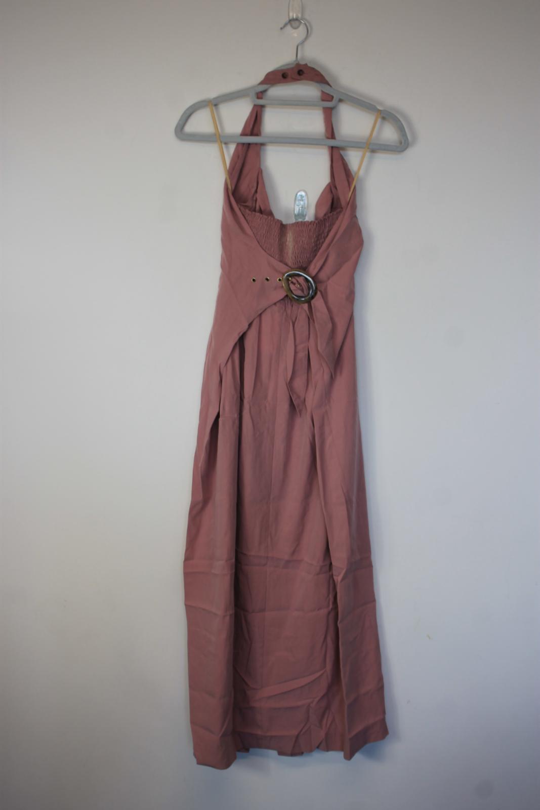 NANUSHKA Ladies Dusty Pink Liya Midi Halter Neck Dress Size M NEW