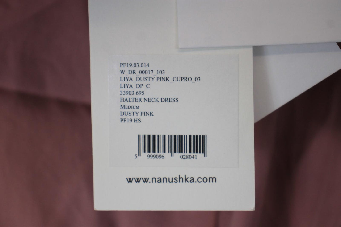 NANUSHKA Ladies Dusty Pink Liya Midi Halter Neck Dress Size M NEW