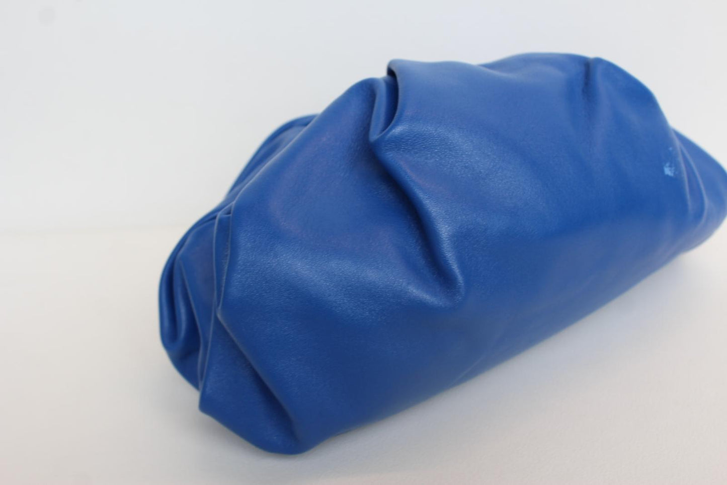 JIL SANDER Ladies Blue Leather Pleated Clasp Goji Clutch Bag 27 x 15 x 7cm NEW