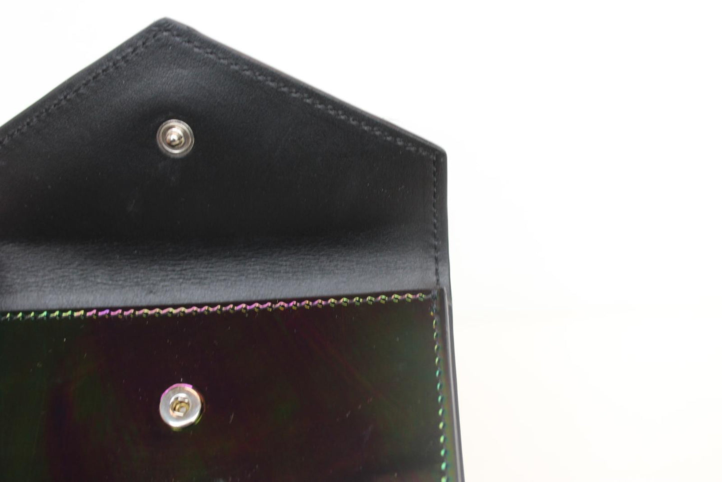 GIVENCHY Men's Black Multi Patent Leather Neck Window Pouch Wallet Bag OS NEW