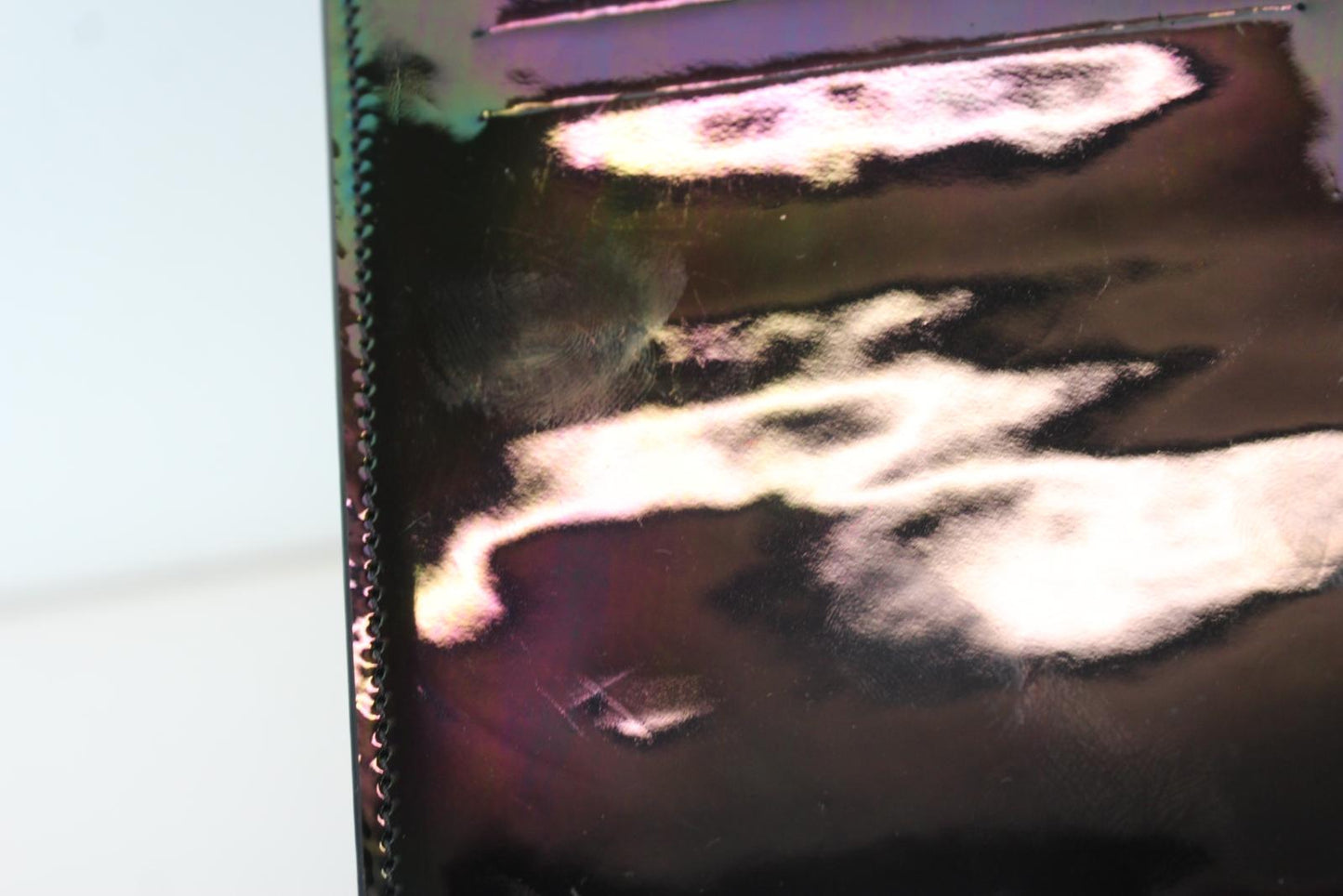 GIVENCHY Men's Black Multi Patent Leather Neck Window Pouch Wallet Bag OS NEW