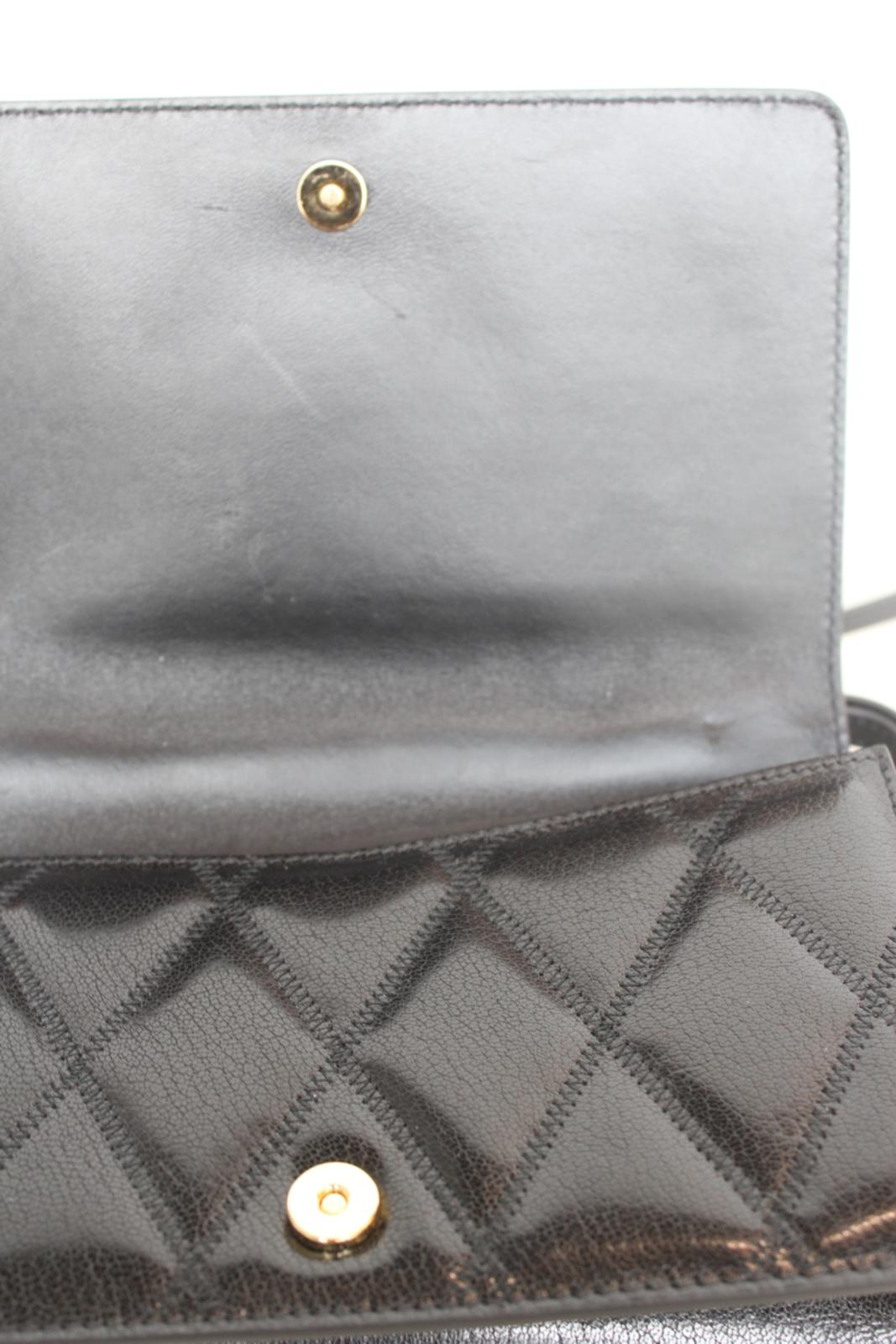 GIVENCHY Ladies GV3 Strap Wallet Black Quilted Leather Crossbody Bag OS NEW