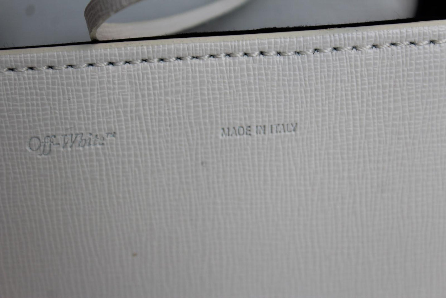 OFF-WHITE Ladies White Black Leather Diagonal Flap Mini Binder Clip Bag NEW