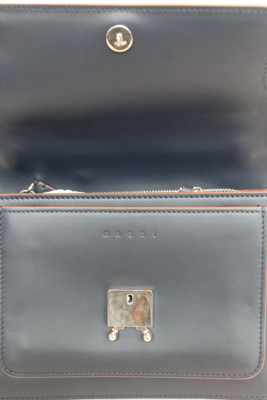 MARNI Ladies Navy Blue Leather Trunk Shoulder Bag One Size 23 x 16 x 6cm NEW