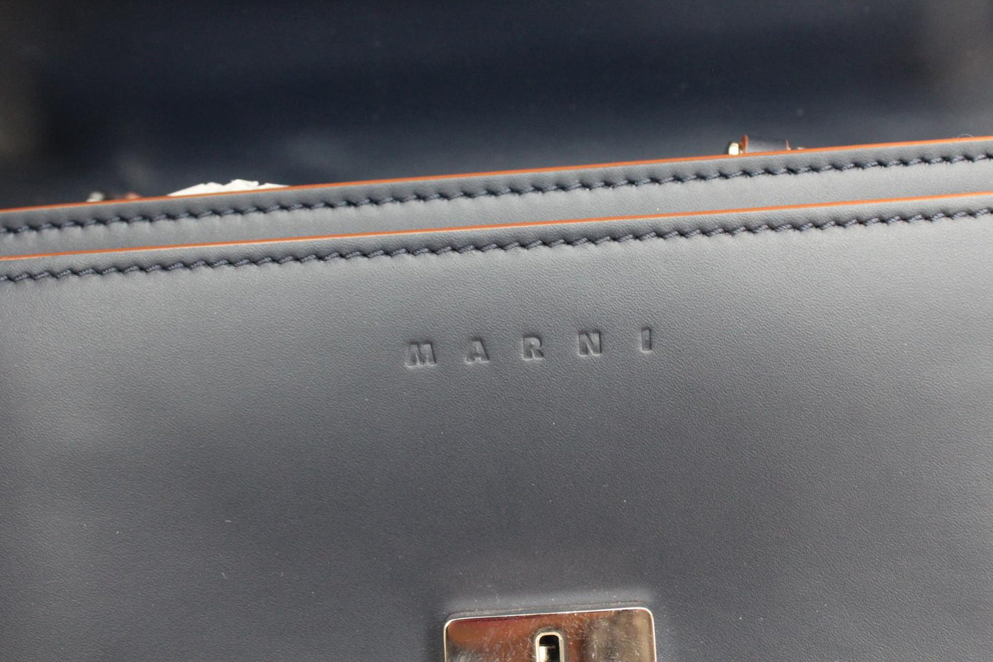MARNI Ladies Navy Blue Leather Trunk Shoulder Bag One Size 23 x 16 x 6cm NEW