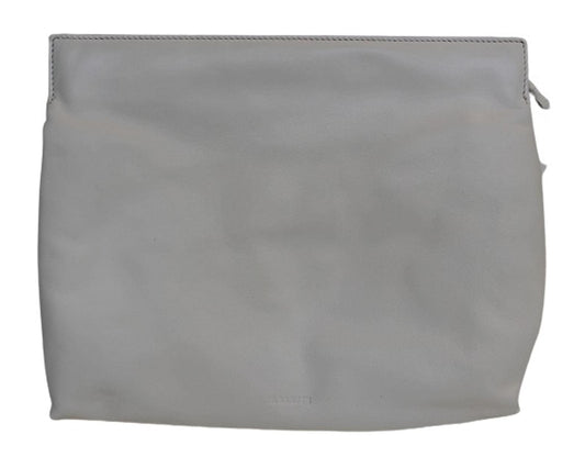 JIL SANDER Ladies Black White Leather Pouch Clutch Bag 26 x 21 x 4cm NEW