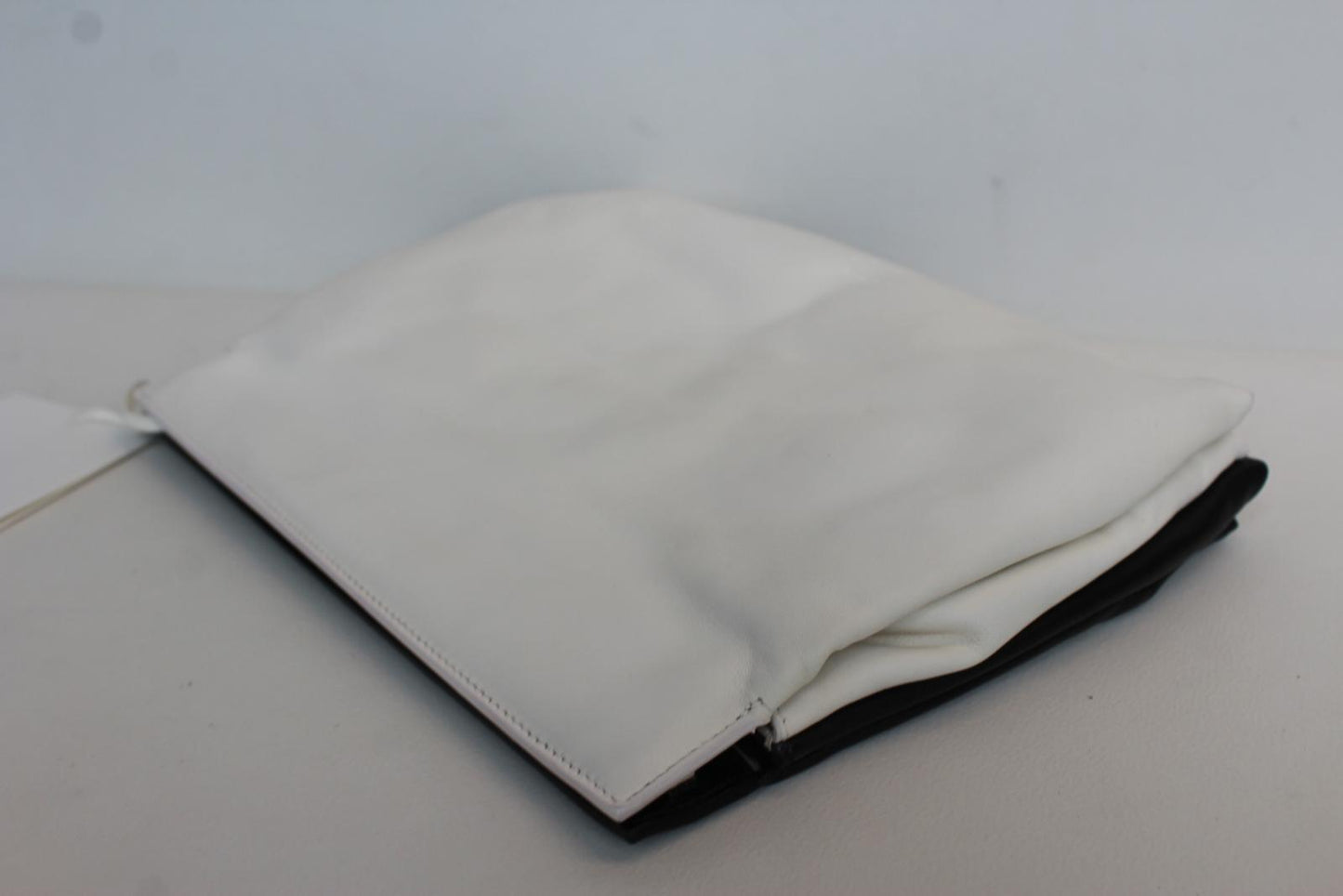 JIL SANDER Ladies Black White Leather Pouch Clutch Bag 26 x 21 x 4cm NEW