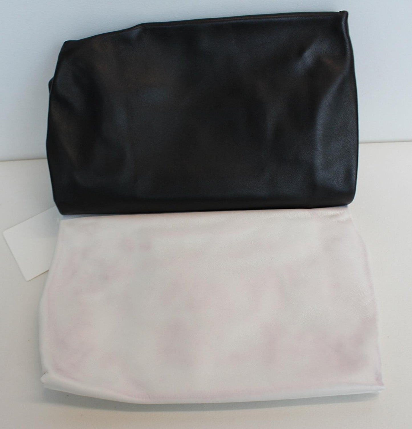 JIL SANDER Ladies Black White Leather Pouch Clutch Bag 26 x 21 x 4cm NEW