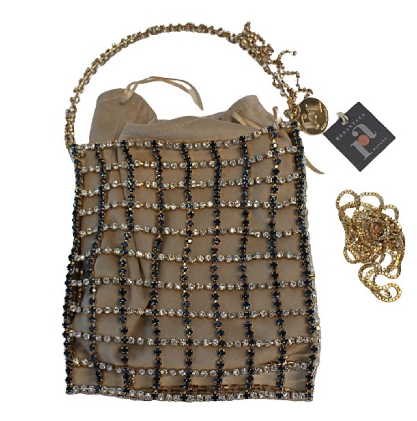 ROSANTICA Ladies Rousseau Gold Tone Multi Crystal Bracelet Bag OS NEW RRP645