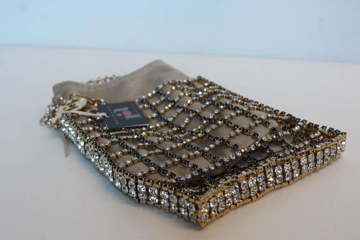ROSANTICA Ladies Rousseau Gold Tone Multi Crystal Bracelet Bag OS NEW RRP645