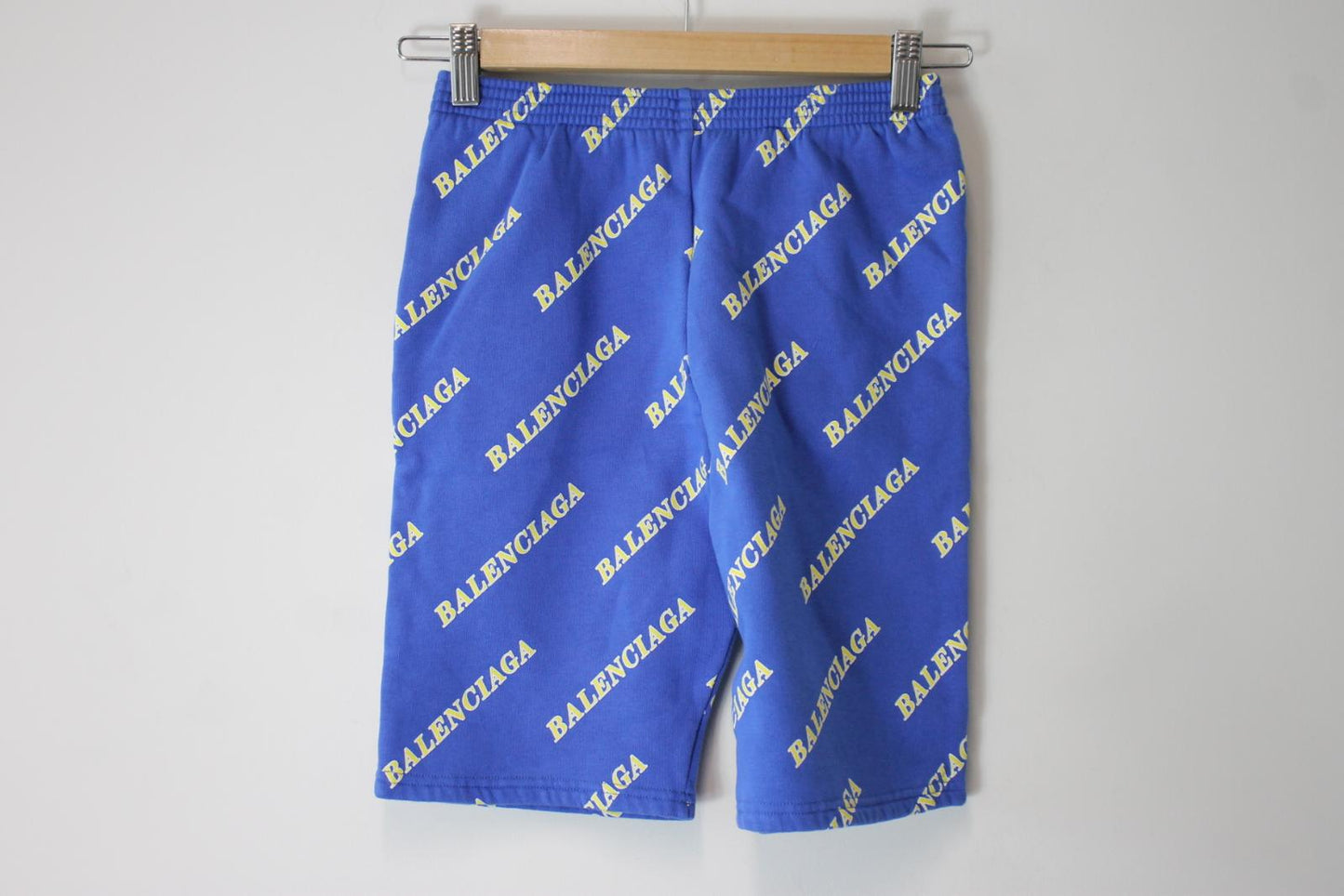 BALENCIAGA Ladies Blue Cotton All Over Logo Sweat Shorts EU36 UK8 BNWT