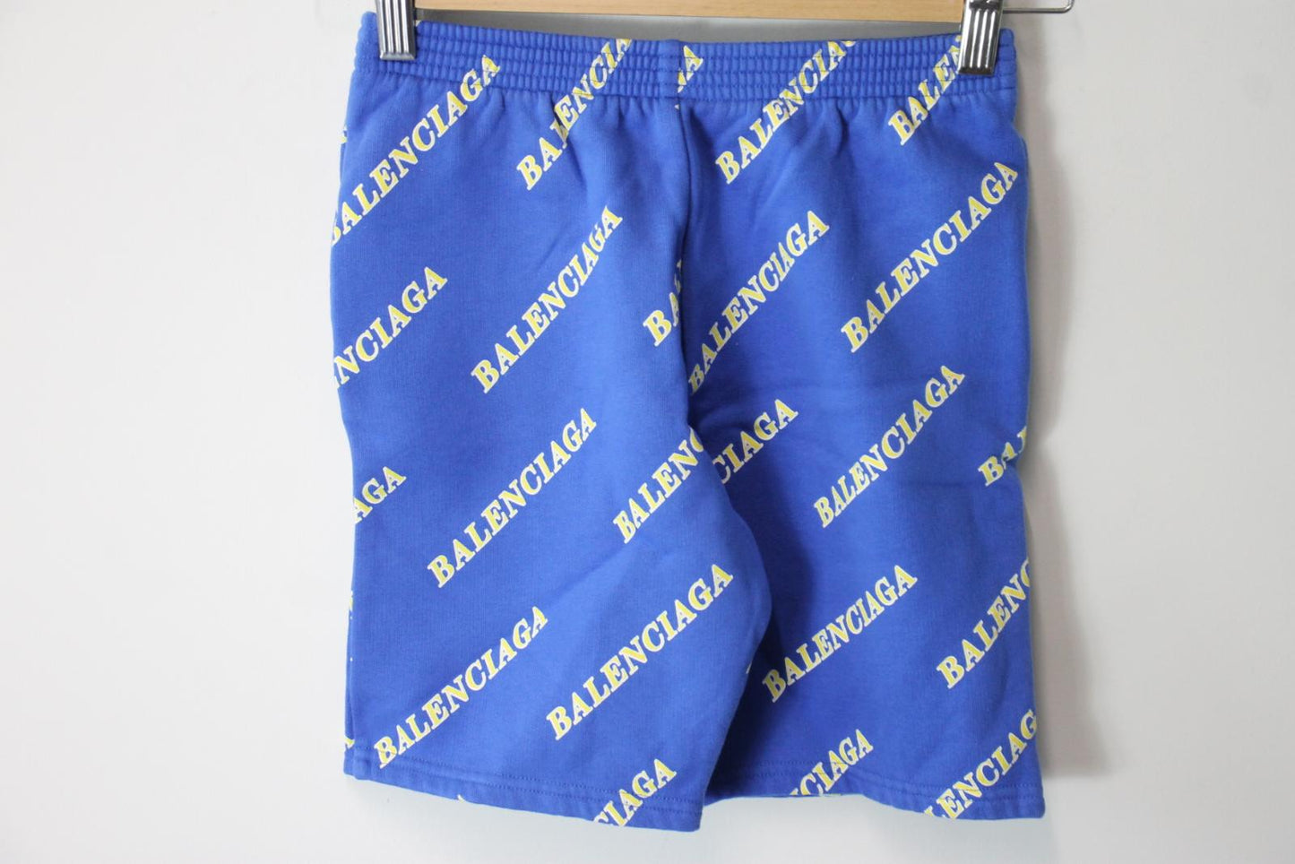 BALENCIAGA Ladies Blue Cotton All Over Logo Sweat Shorts EU34 UK6 BNWT
