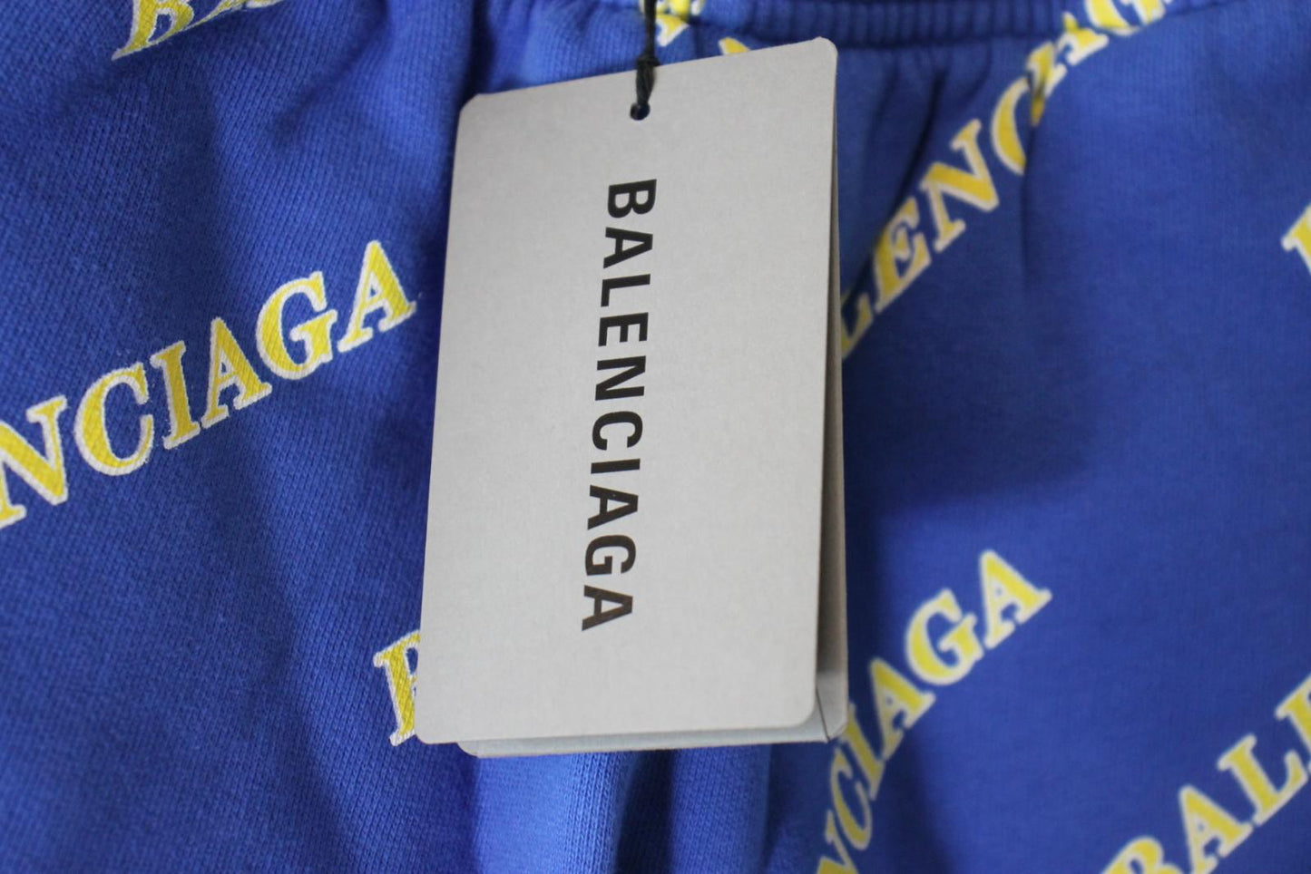 BALENCIAGA Ladies Blue Cotton All Over Logo Sweat Shorts EU34 UK6 BNWT