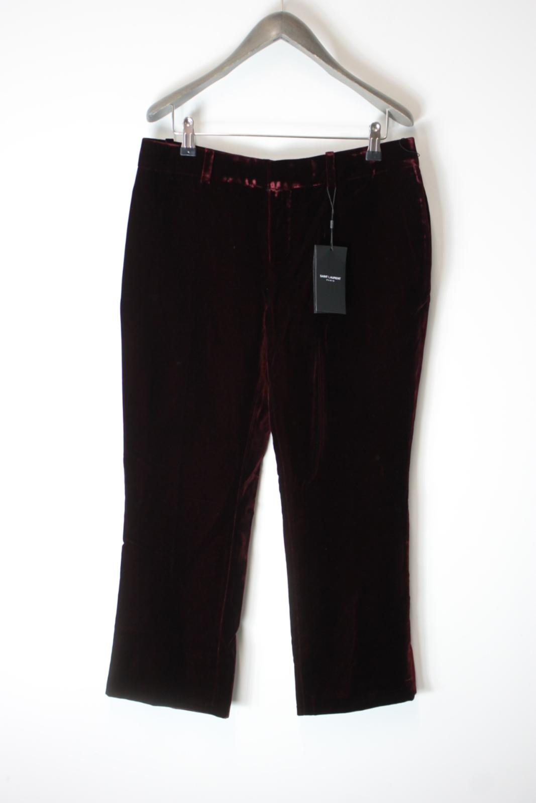 SAINT LAURENT Ladies Red Velvet 3/4 Length Trousers EU38 UK10 BNWT