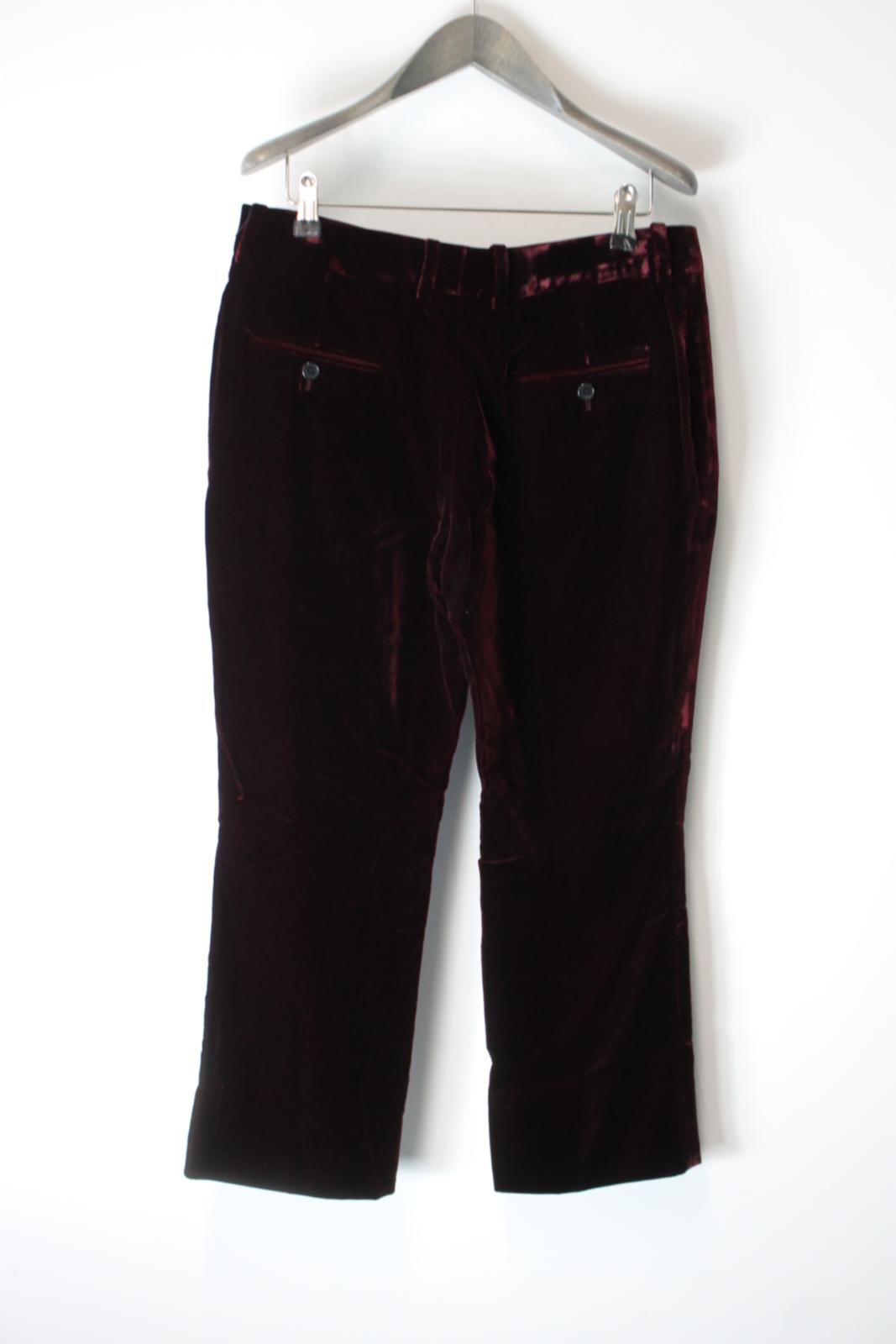 SAINT LAURENT Ladies Red Velvet 3/4 Length Trousers EU38 UK10 BNWT
