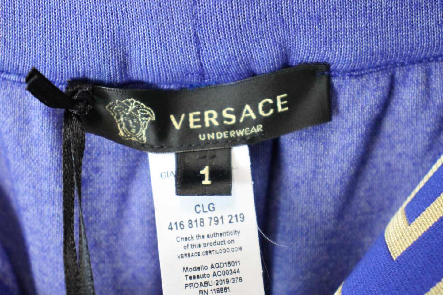 VERSACE Ladies Blue Velvet Modal Pantalone Gym Donna Trousers Size 32 BNWT