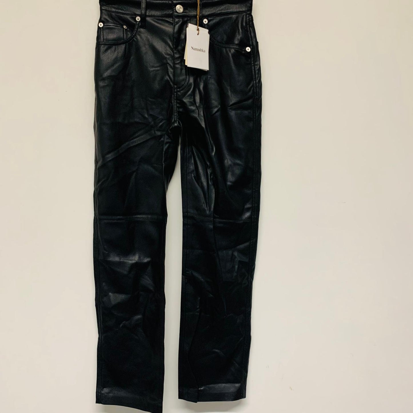 NANUSHKA Black Ladies Vegan Leather Five Pocket Pant Jeans UK XS NEW