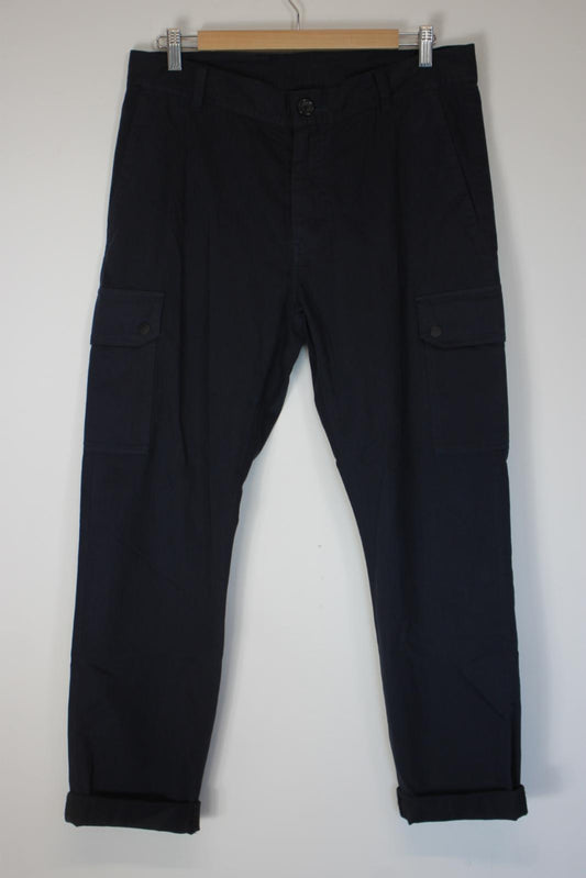PAUL SMITH Men's Navy Blue Cotton Cargo Trousers Size 32" NEW