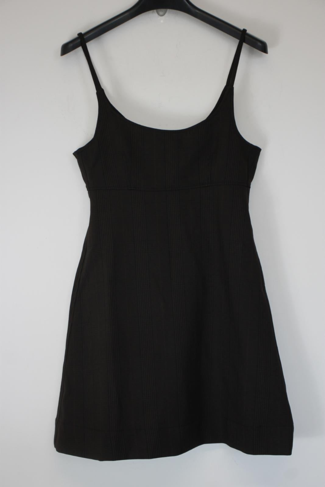 GANNI Ladies Brown Tartan Knee Length Knot Back Tank Dress EU36 UK8 NEW