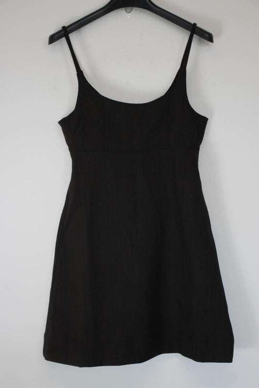 GANNI Ladies Brown Tartan Knee Length Knot Back Tank Dress EU36 UK8 NEW