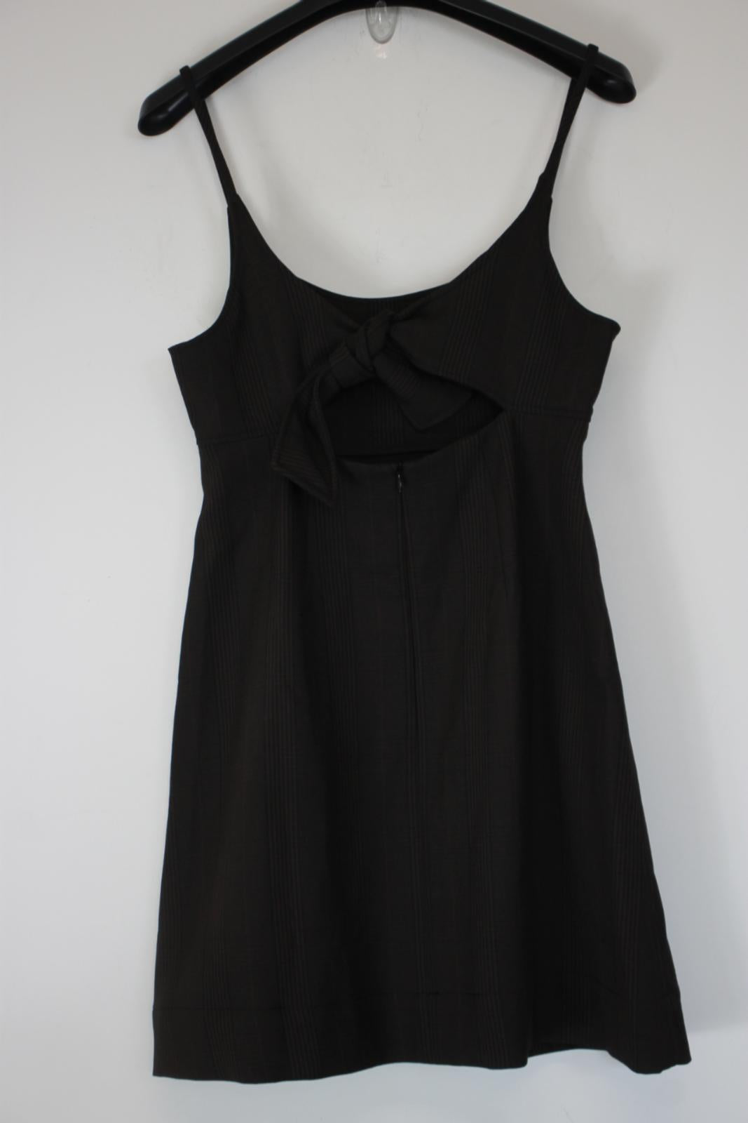 GANNI Ladies Brown Tartan Knee Length Knot Back Tank Dress EU36 UK8 NEW