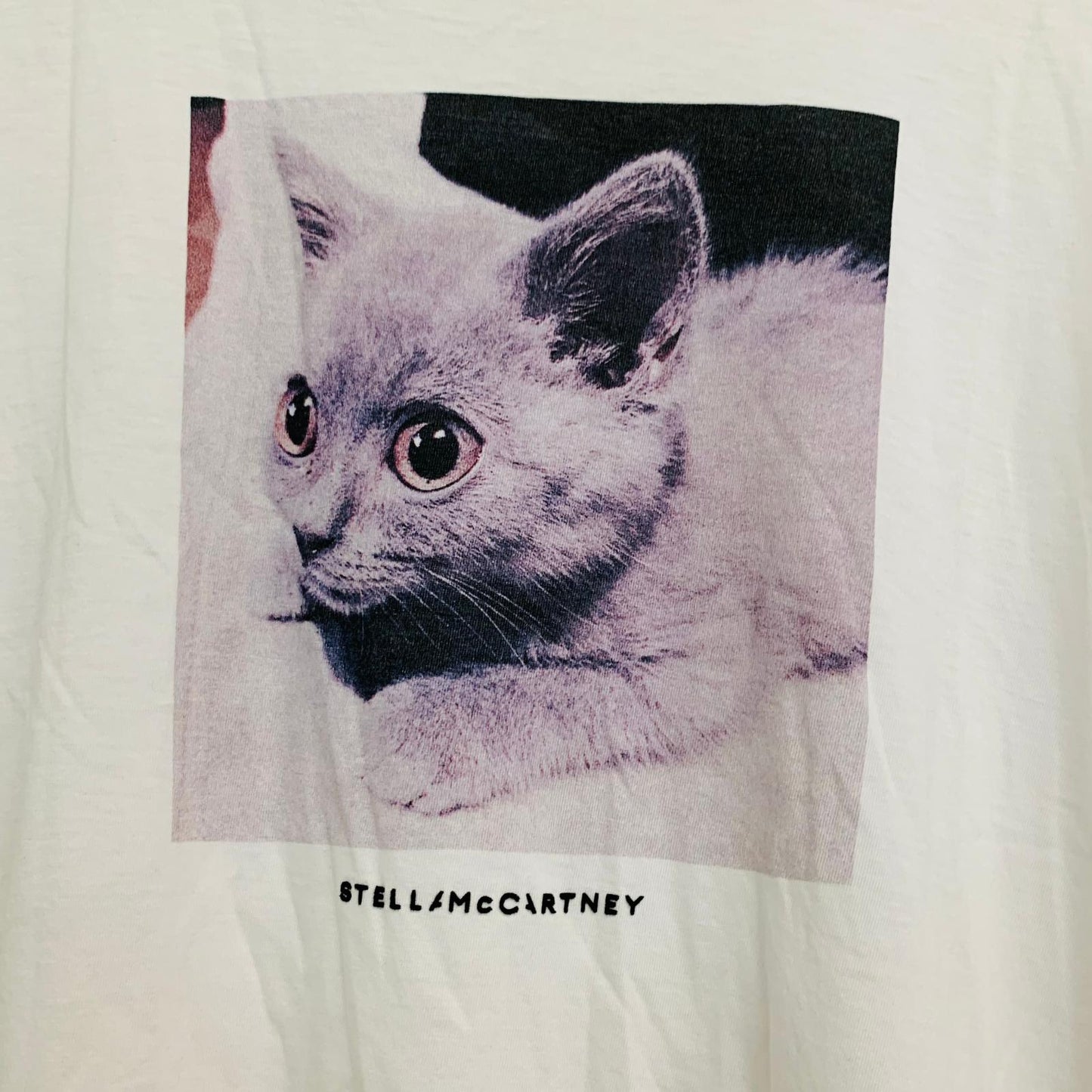 STELLA MCCARTNEY White Ladies Short Sleeve Cat Graphic T-Shirt UK12 NEW