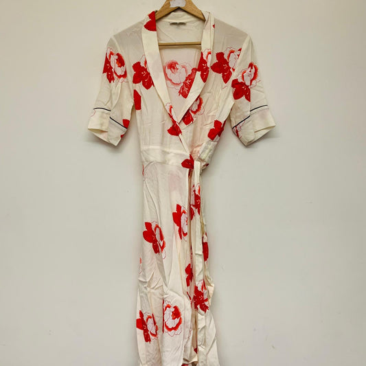 GANNI White Ladies Short Sleeve Collared A-Line Dresses Size UK 8 NEW