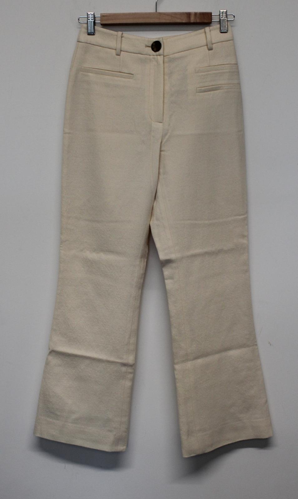 REJINA PYO Ladies Cream Ivory Zip Fly Pure Wool Trousers UK8 W26 L28 NEW