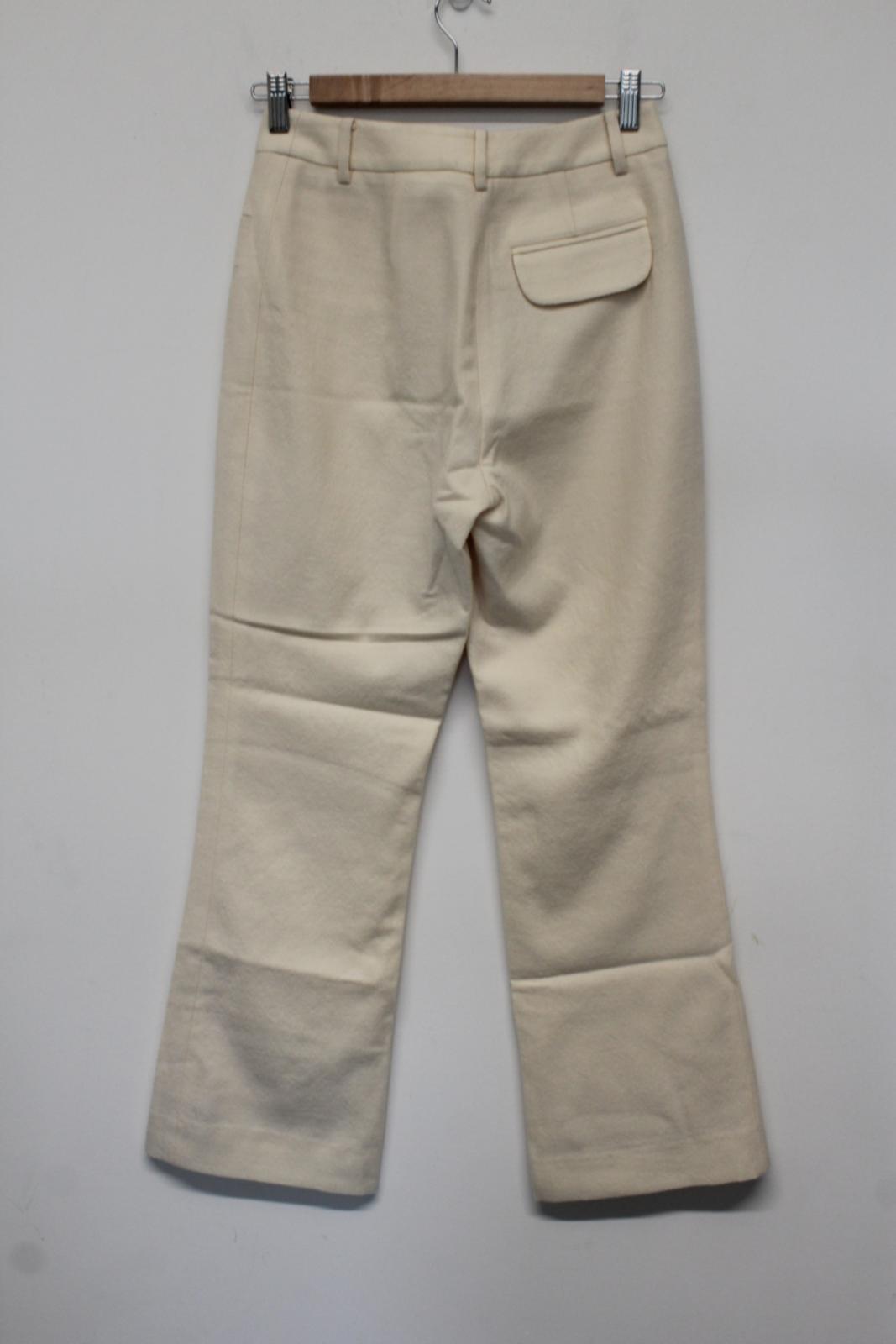 REJINA PYO Ladies Cream Ivory Zip Fly Pure Wool Trousers UK8 W26 L28 NEW