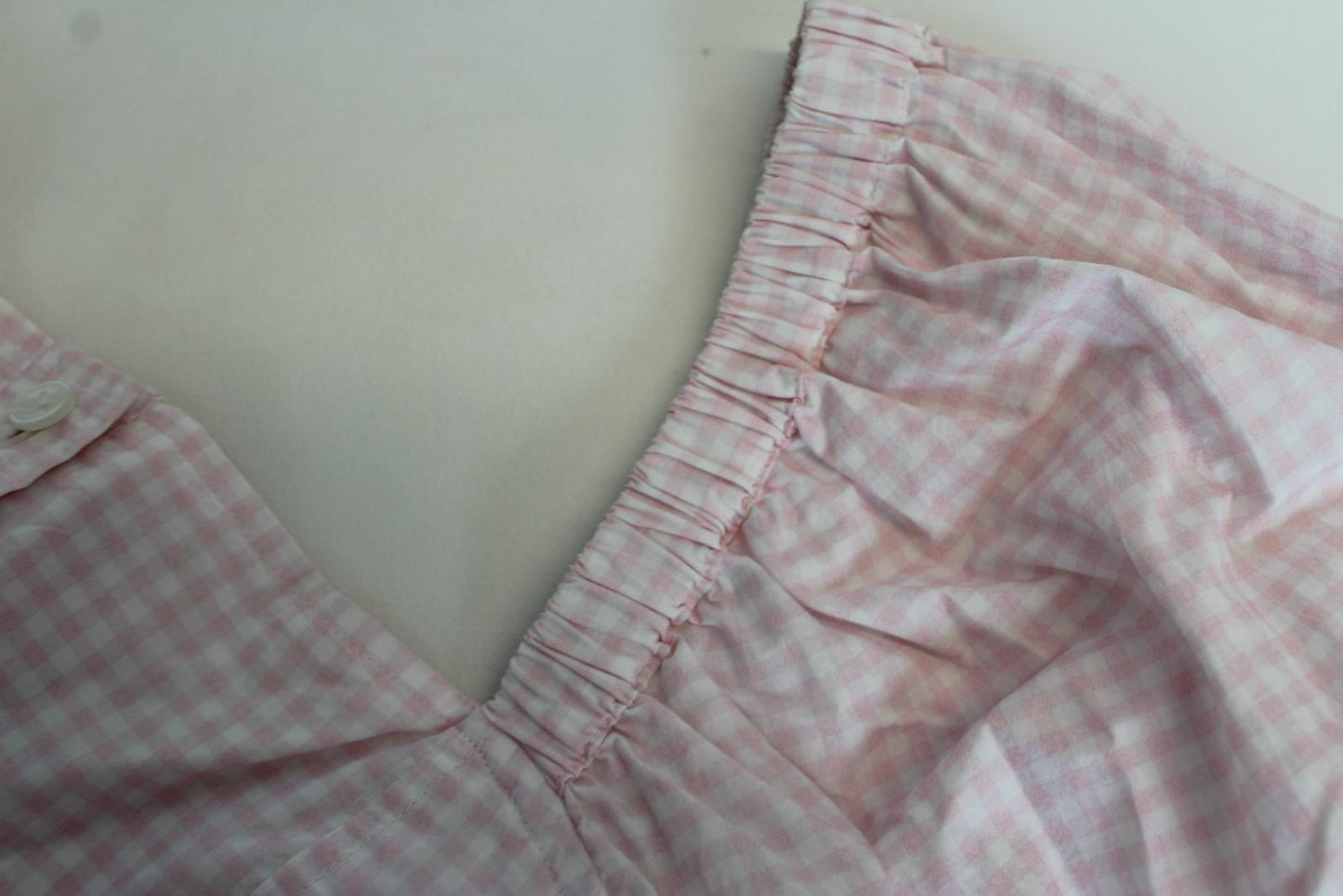 GANNI Ladies Pink White Check Puff Sleeve Cotton Top Blouse EU34 UK6 NEW