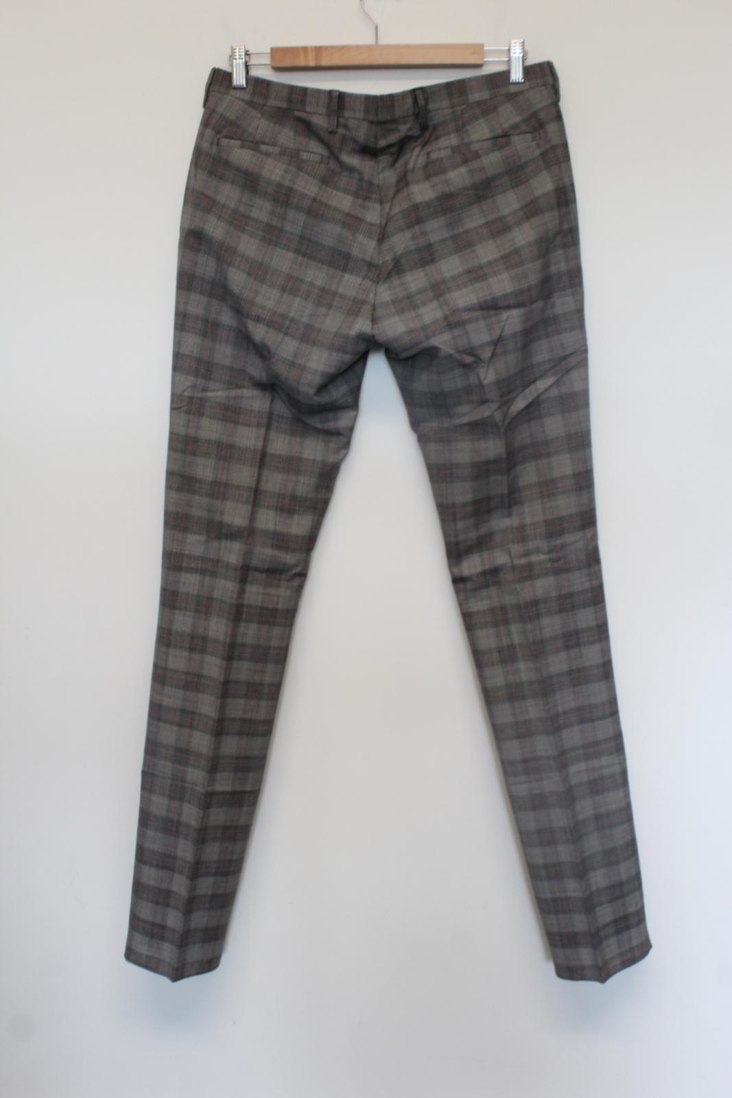 PAUL SMITH Men's Grey Multi Check Zip Fly Pure Wool Trousers 32" W33 L35 NEW
