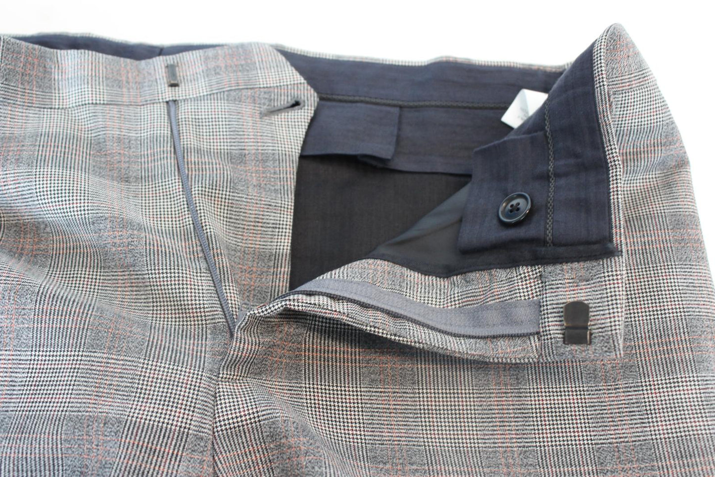 PAUL SMITH Men's Grey Multi Check Zip Fly Pure Wool Trousers 32" W33 L35 NEW