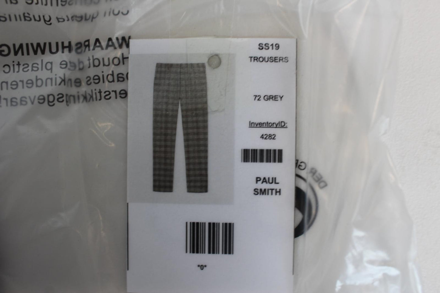 PAUL SMITH Men's Grey Multi Check Zip Fly Pure Wool Trousers 32" W33 L35 NEW