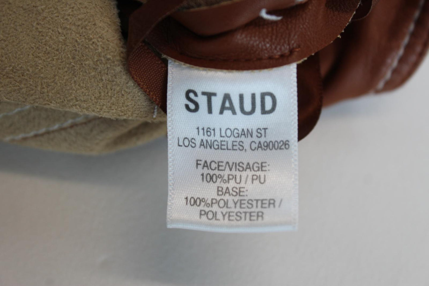 STAUD Ladies Brown Chisel Contrast Stitch Faux Leather Trousers US4 UK8 NEW