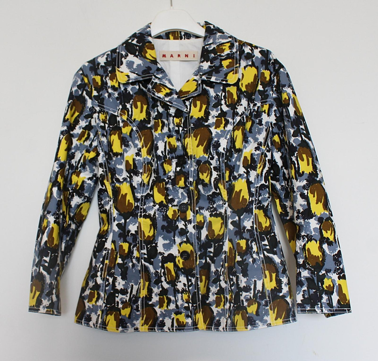 MARNI Ladies Multi-Coloured Printed Pure Cotton Blazer Jacket IT38 UK6 NEW