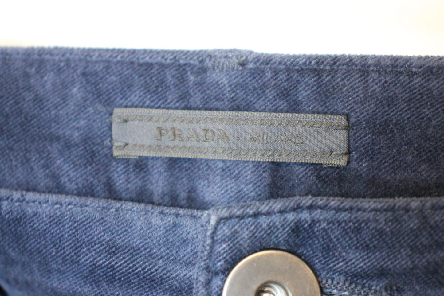 PRADA Ladies Navy Blue Cotton Velvet Bootcut Jeans Size 26 NEW