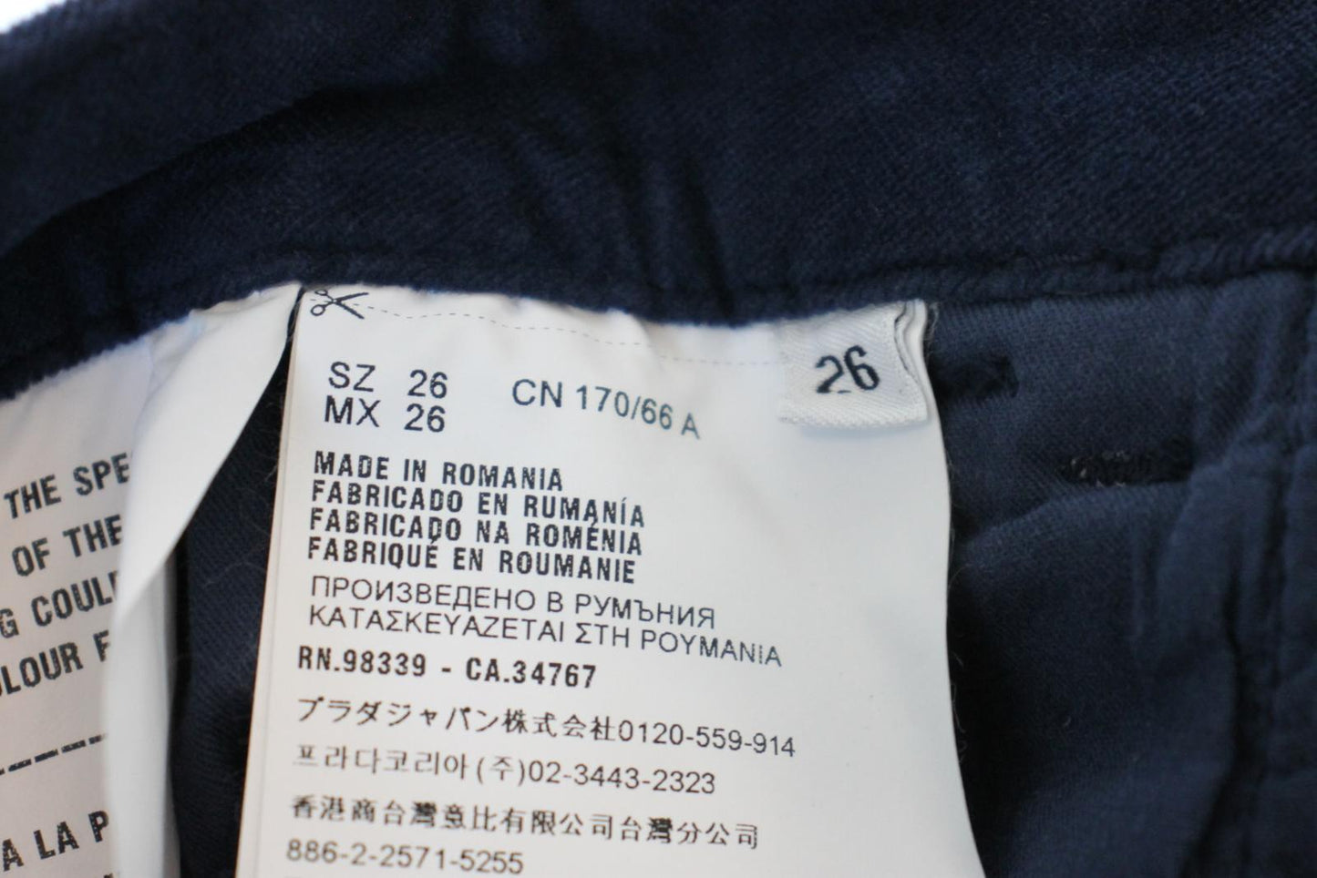 PRADA Ladies Navy Blue Cotton Velvet Bootcut Jeans Size 26 NEW