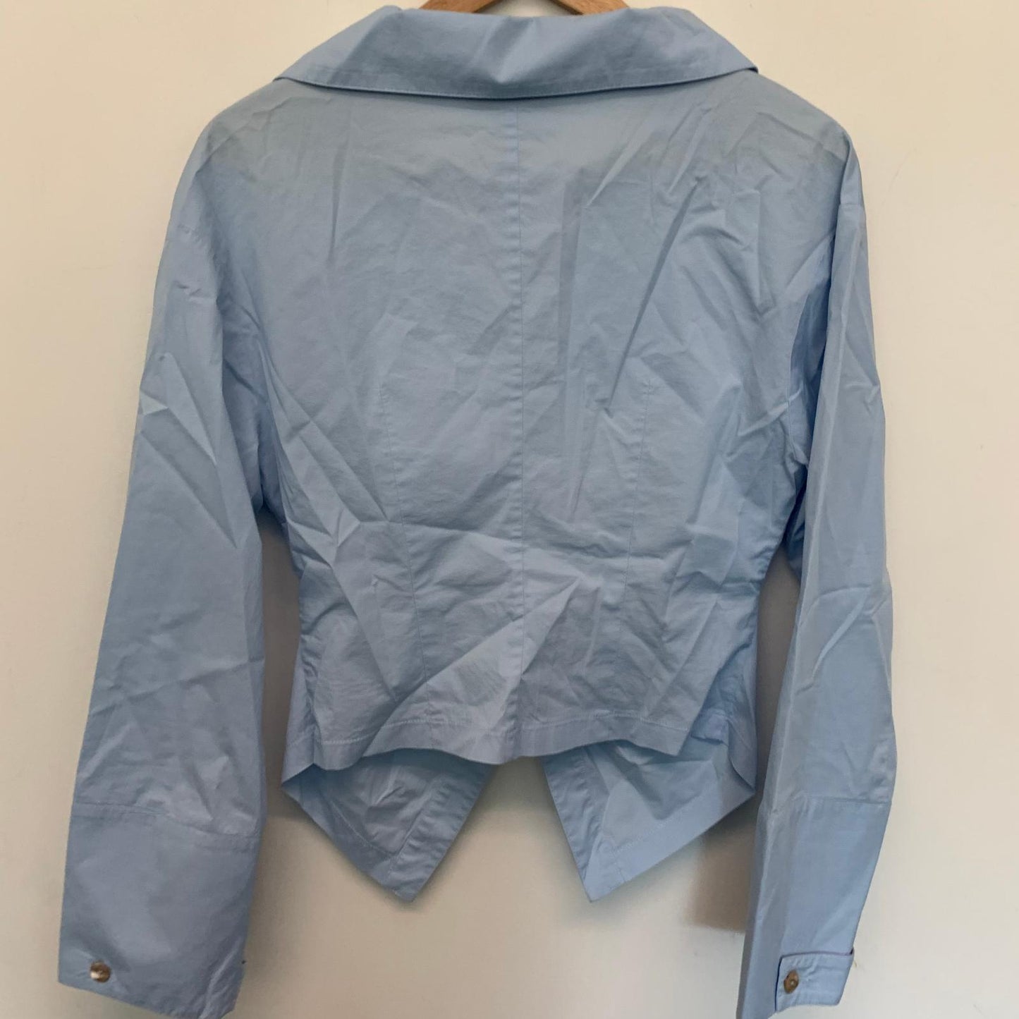 NANUSHKA Blue Ladies Long Sleeve Collared Cropped Blouse Size UK S NEW