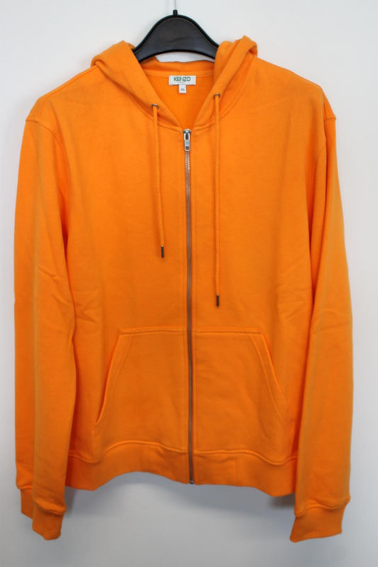 KENZO Men's Orange Cotton Embroidered Bird Zip-Up Hoodie Jumper Size M NEW