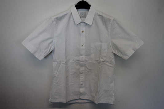 PAUL SMITH Men's White Cotton Short Sleeve Shirt Size M NEW