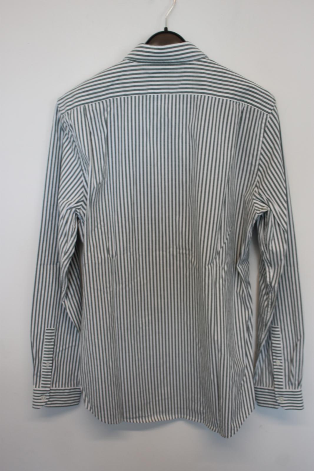 PAUL SMITH Men's Grey/White Striped Cotton Long Sleeve Tailored Fit Shirt L NEW