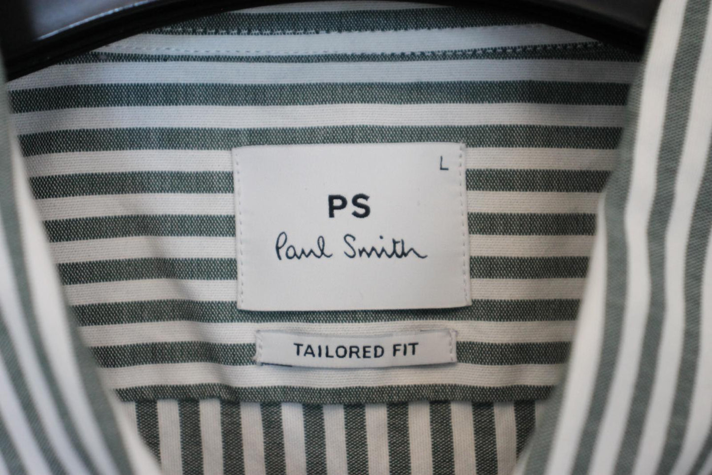 PAUL SMITH Men's Grey/White Striped Cotton Long Sleeve Tailored Fit Shirt L NEW