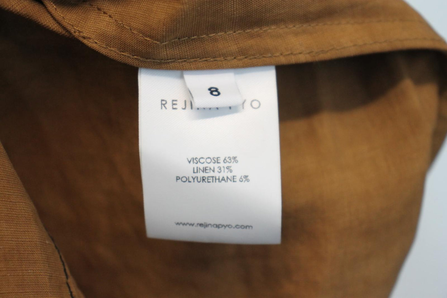 REJINA PYO Ladies Brown Linen Blend Long Overcoat Coat EU36 UK8 NEW