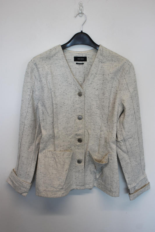 ISABEL MARANT Ladies White/Black Cotton Denim V-Neck Jean Jacket EU36 UK8 NEW
